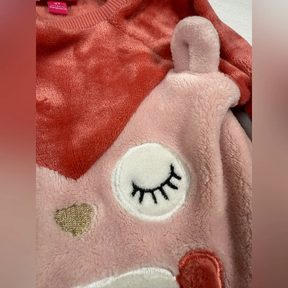 PENELOPE MACK Toddler Girl’s Faux Fur 3D‎ Owl Sweatshirt Cozy Woodland Size 2T